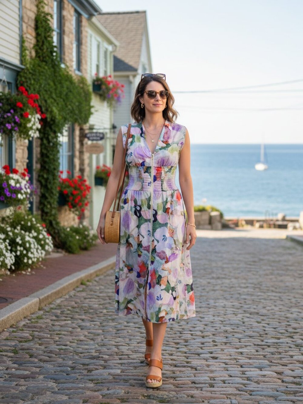 STITCHDROP Edgartown Cotton Fit & Flare Midi Dress NWT XS Pockets